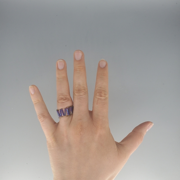 Purple Beaded Handmade Ring - Picture 2 of 9